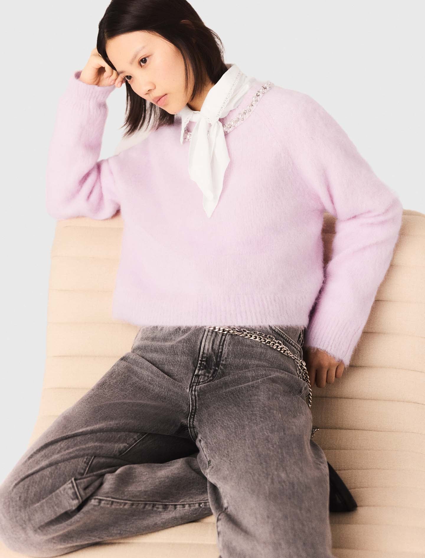 Removable Jewel Collar Jumper PINK