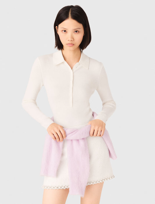 Ribbed Polo Jumper ECRU