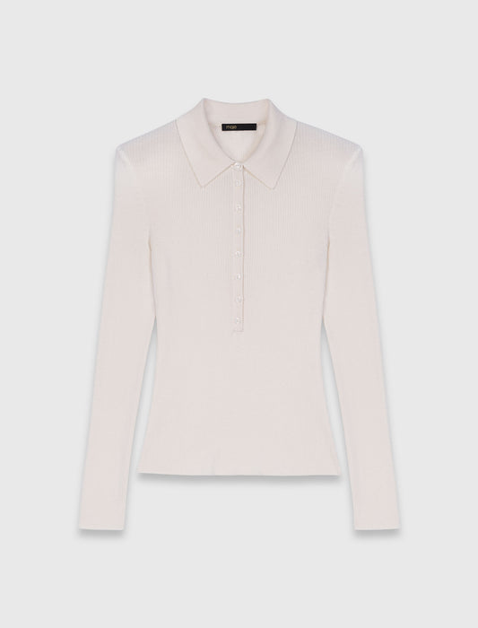 Ribbed Polo Jumper ECRU