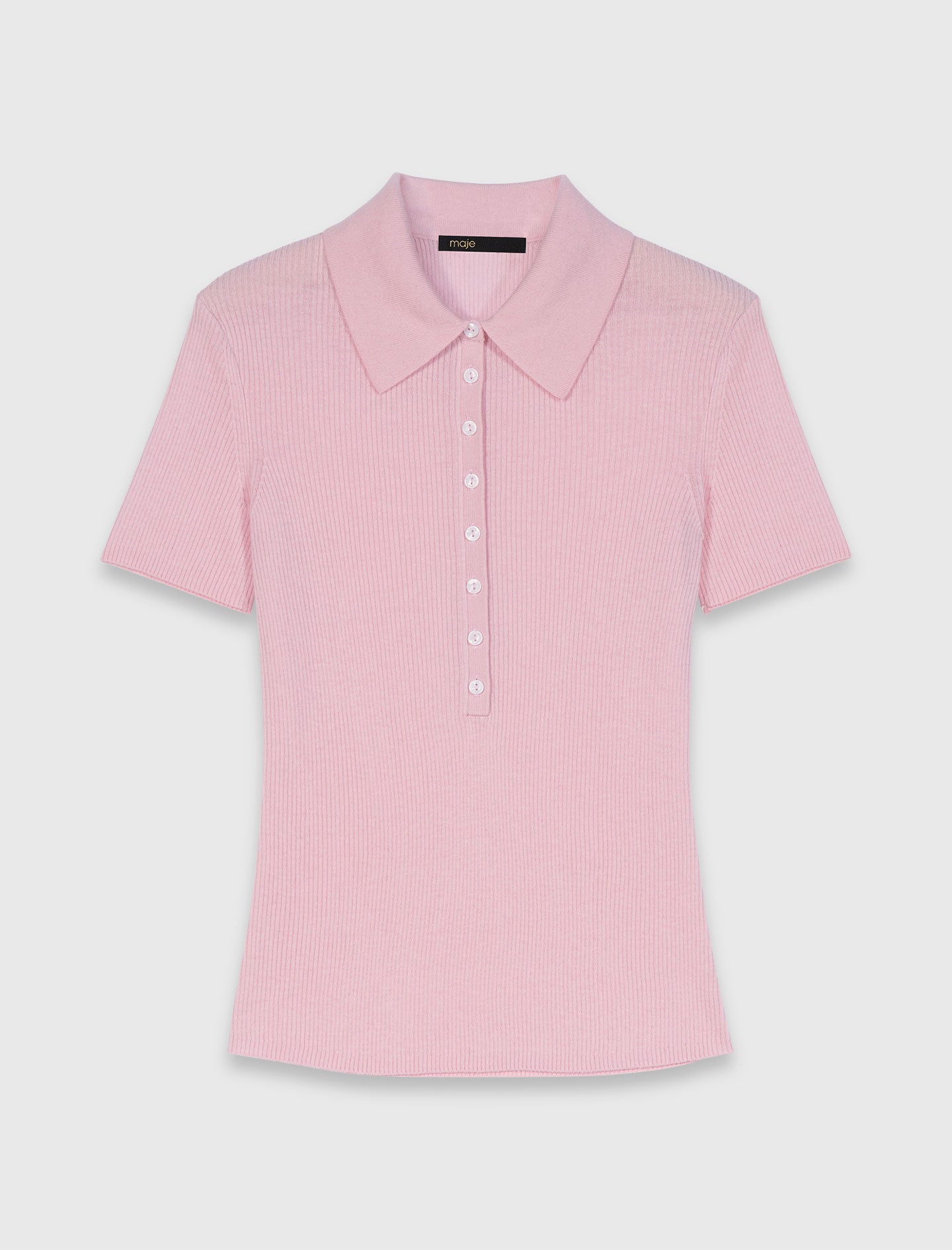 Polo Collar Ribbed Jumper PINK