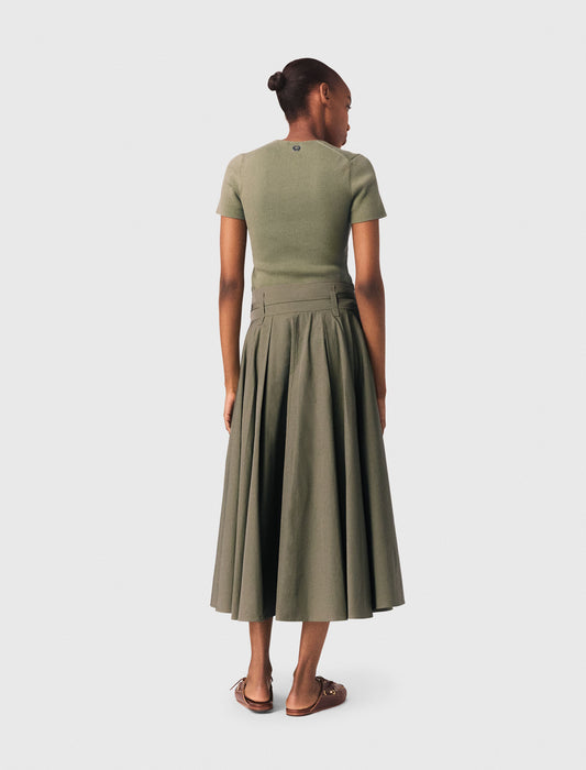 Square-Neck Ribbed Jumper Khaki