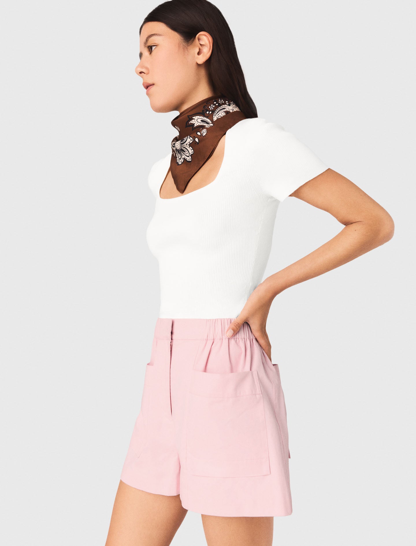 Square-Neck Ribbed Jumper White