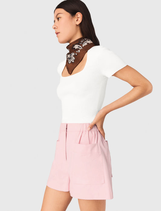 Square-Neck Ribbed Jumper White
