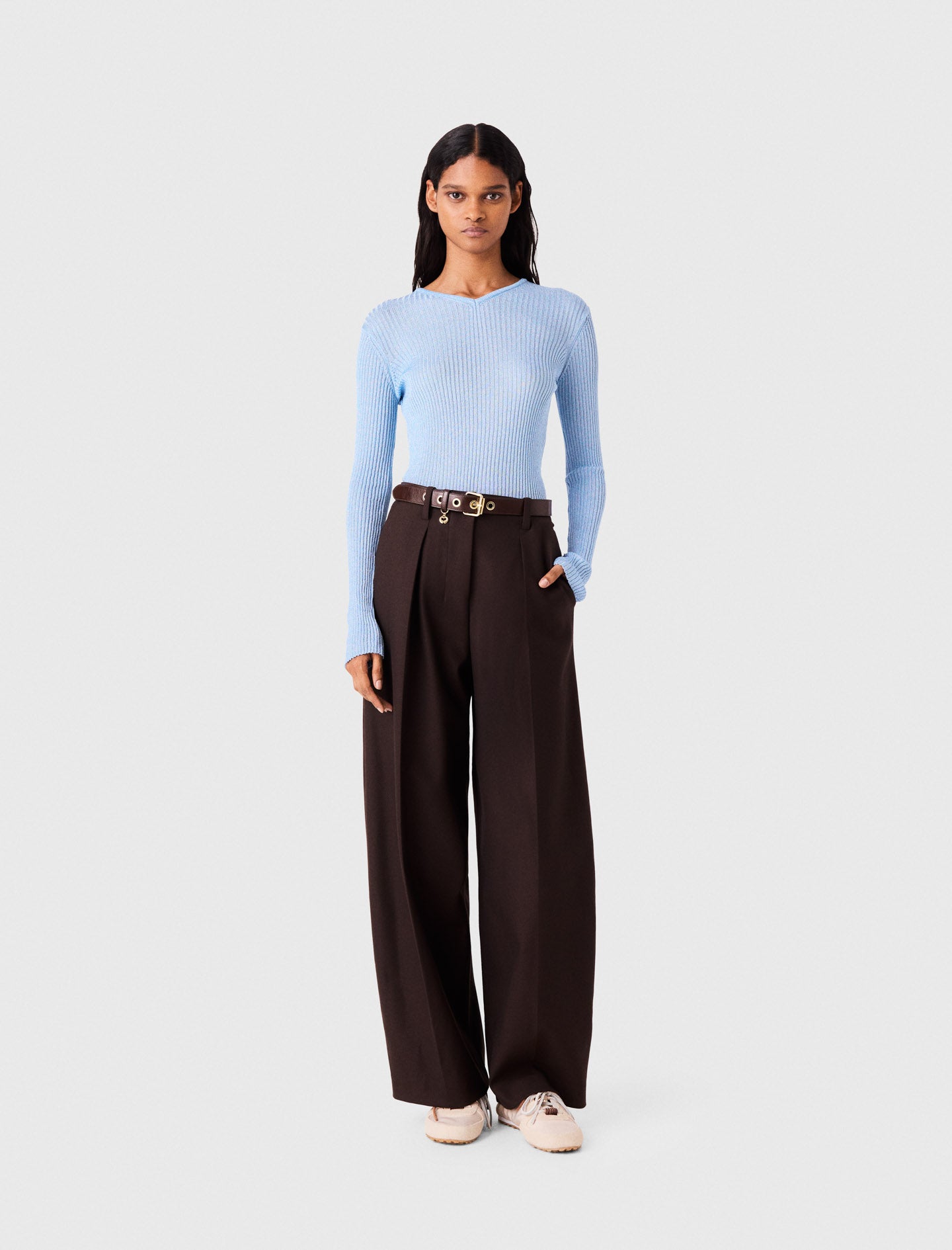 Lurex knitted jumper Blue Sky