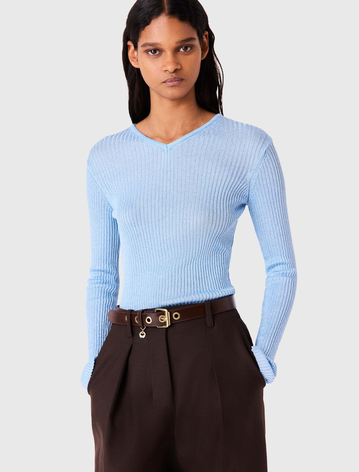 Lurex knitted jumper Blue Sky