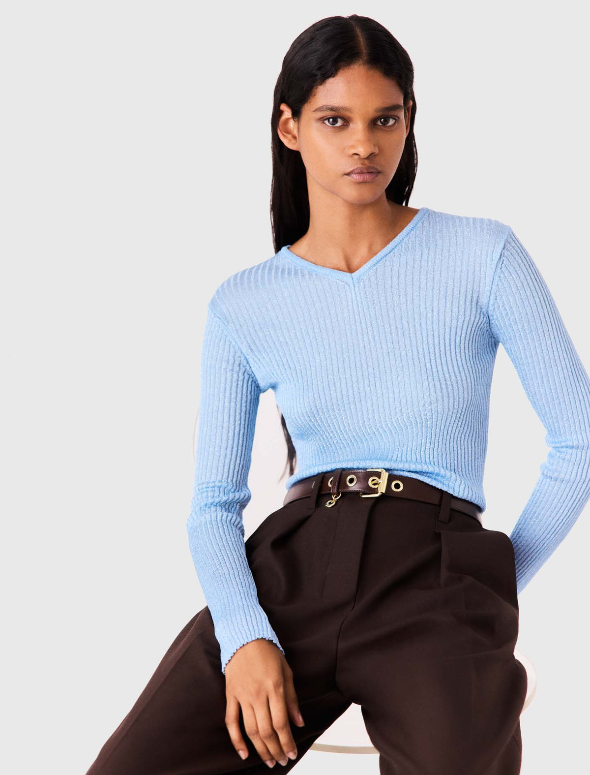 Lurex knitted jumper Blue Sky