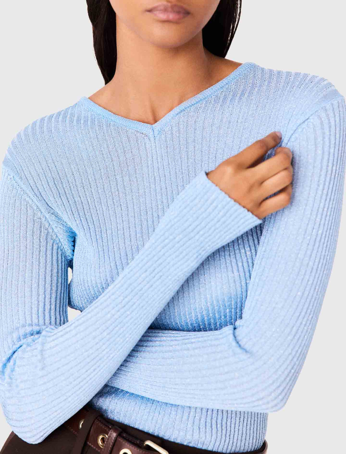 Lurex knitted jumper Blue Sky