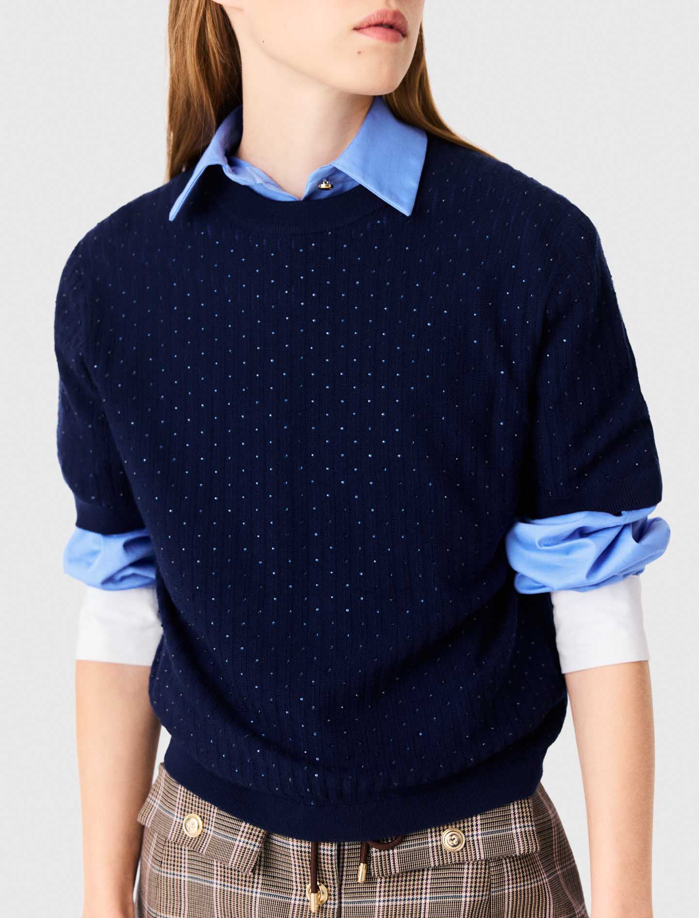 Tonal rhinestone jumper Navy