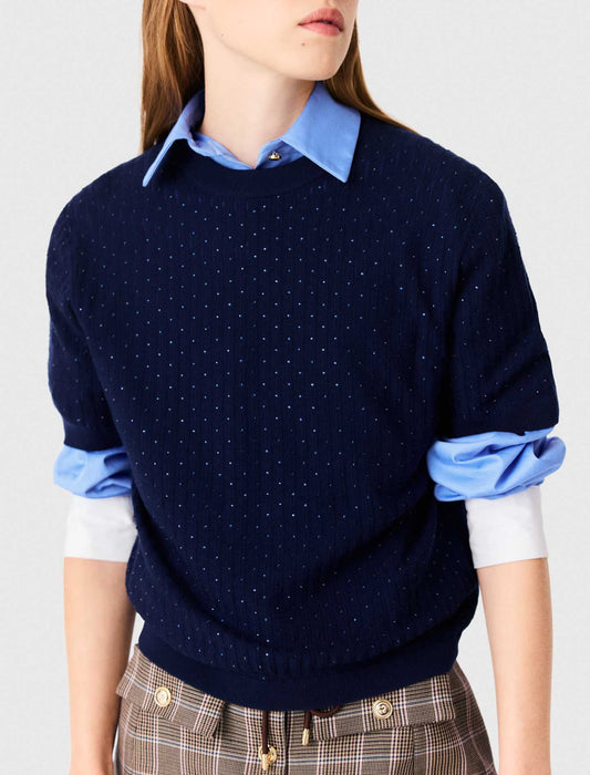 Tonal rhinestone jumper Navy