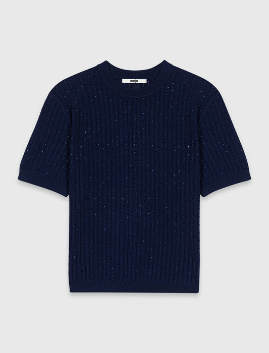 Tonal rhinestone jumper Navy