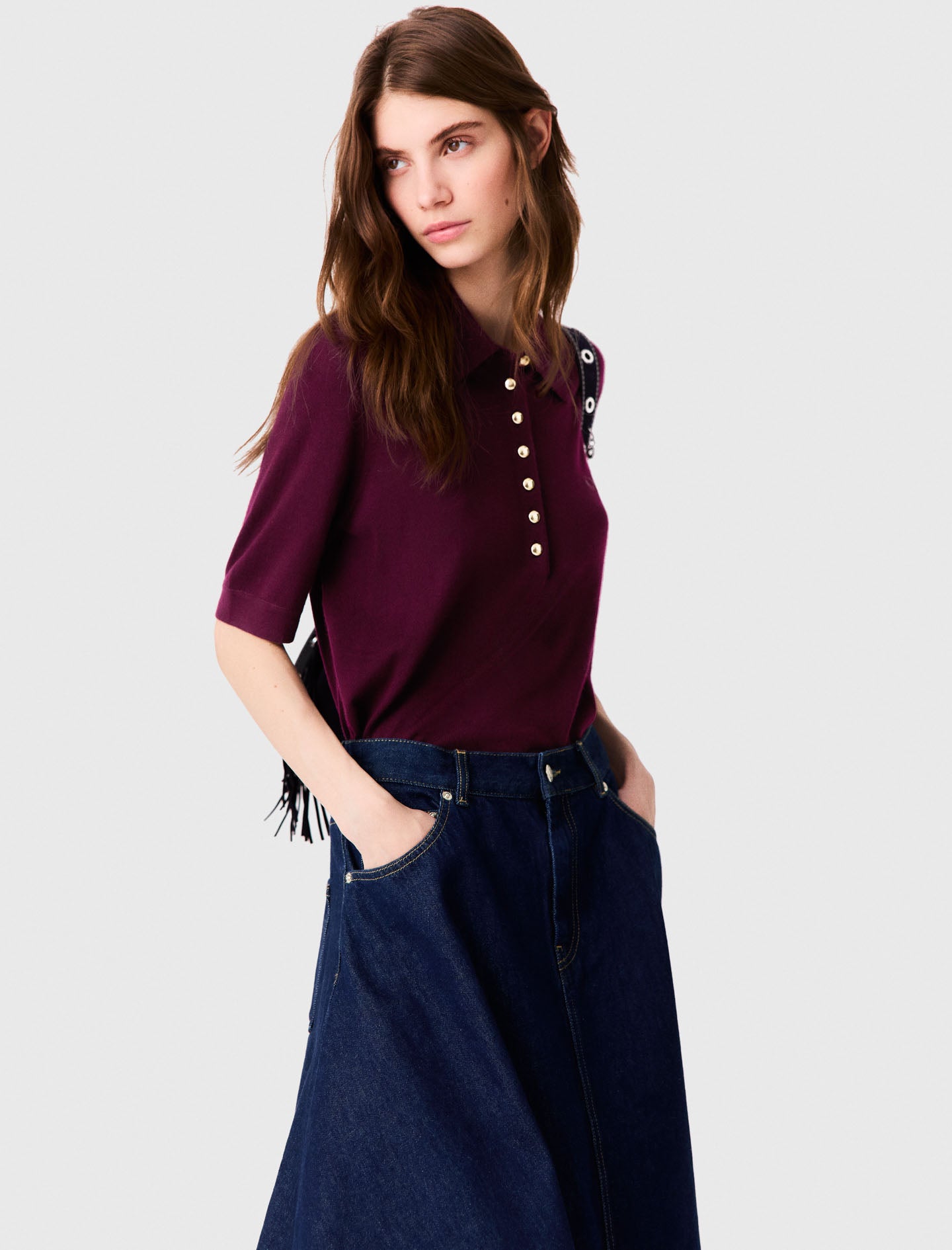Polo collar jumper Eggplant
