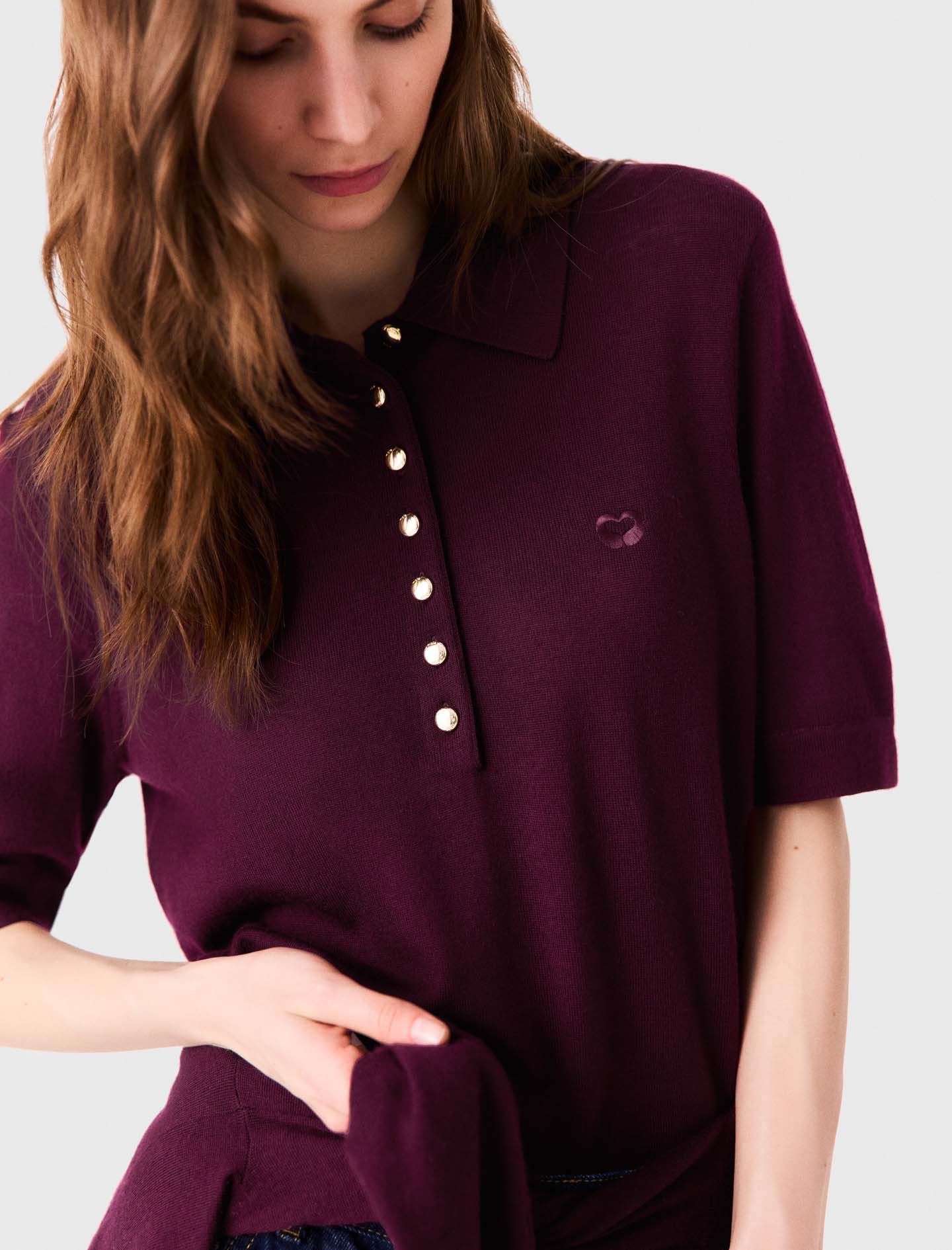 Polo collar jumper Eggplant