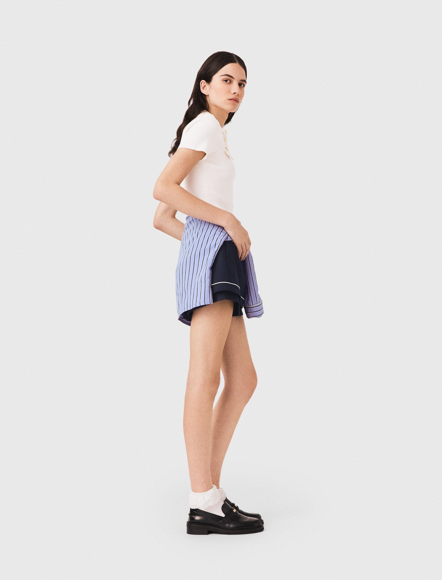 Short-sleeved polo with pockets Ecru