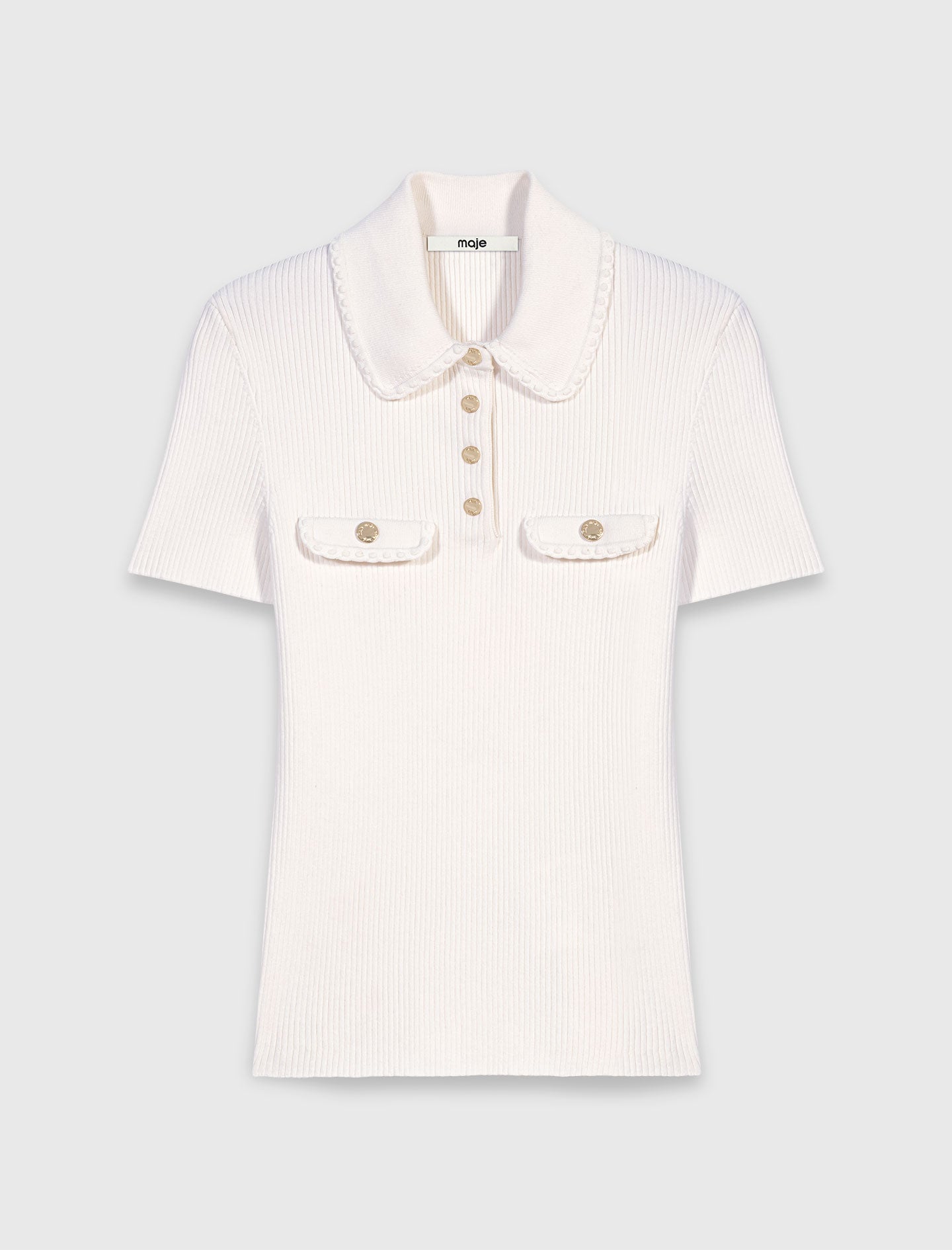 Short-sleeved polo with pockets Ecru