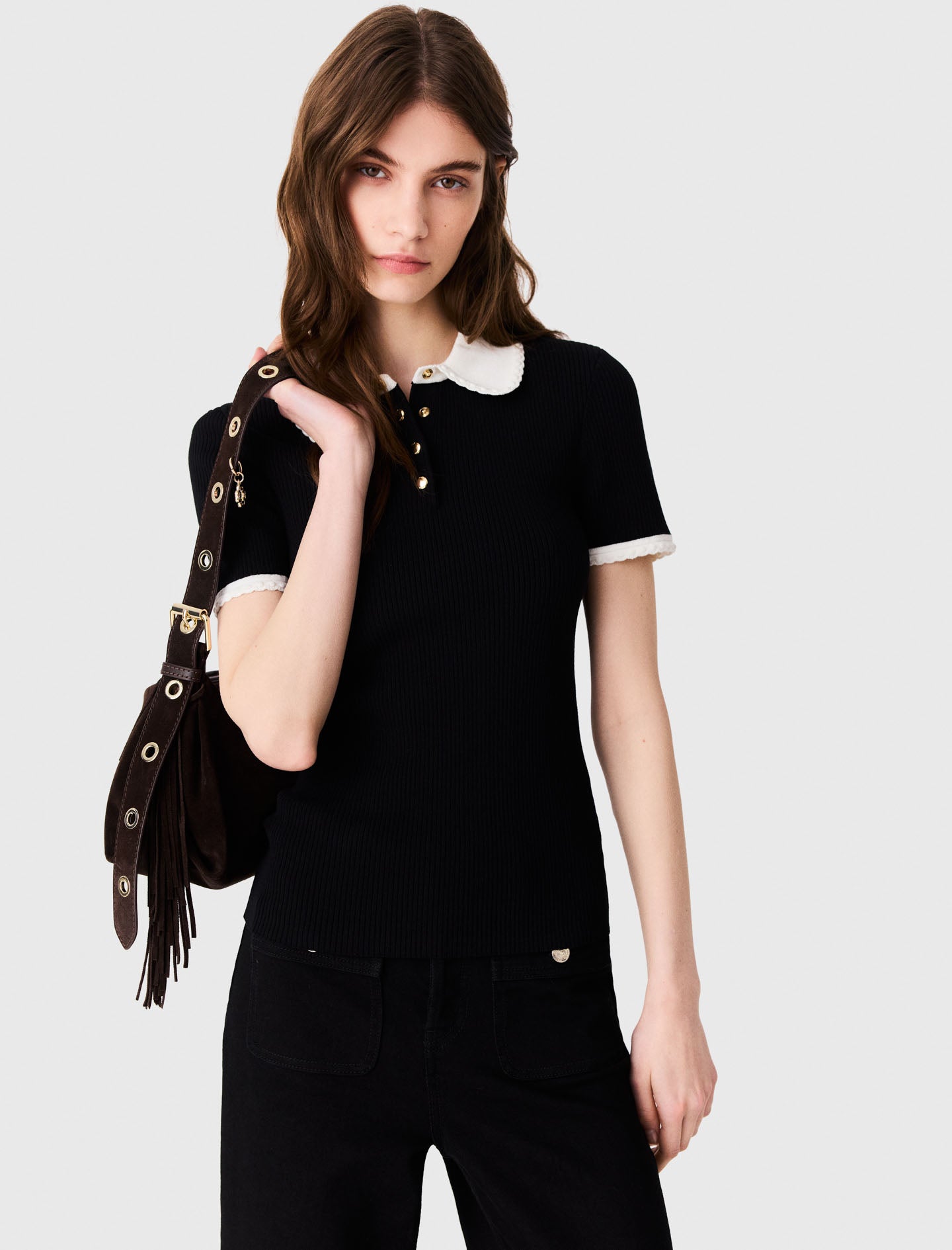 Short-sleeved polo shirt Black