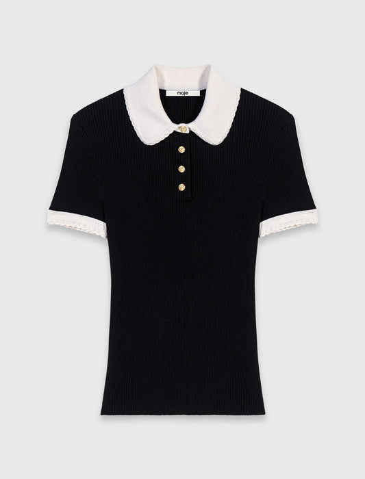 Short-sleeved polo shirt Black