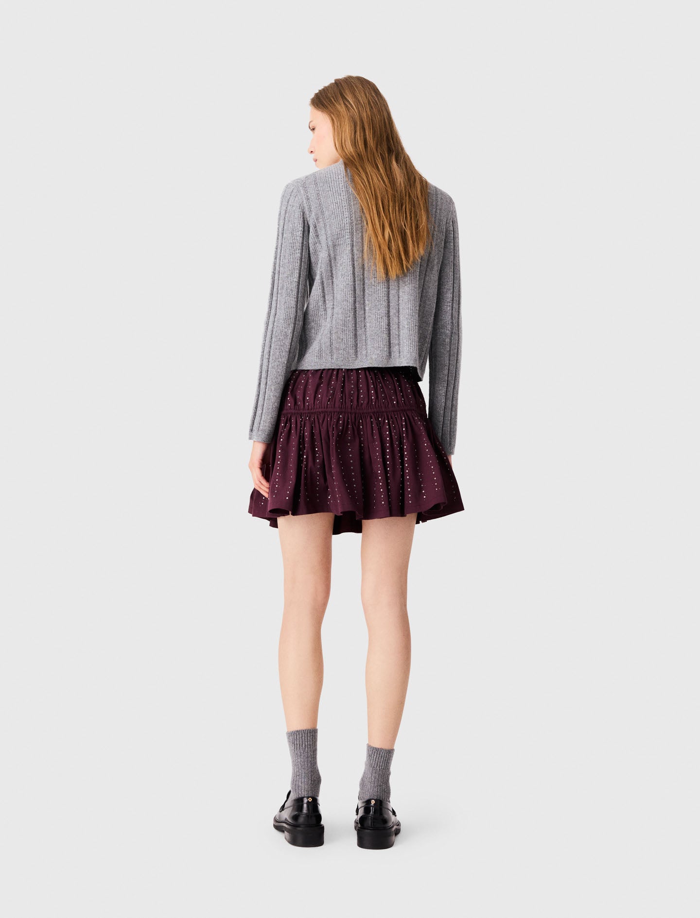 Removable poplin collar jumper Grey