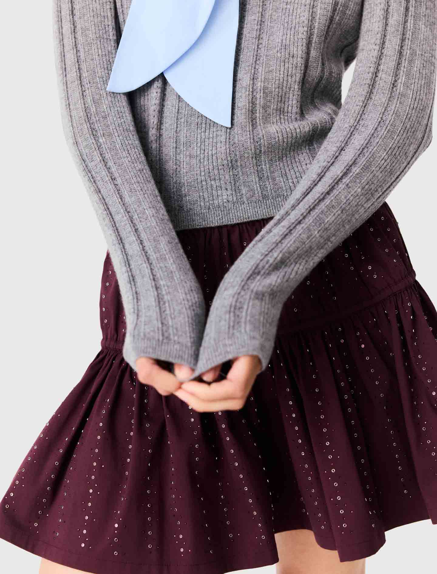 Removable poplin collar jumper Grey