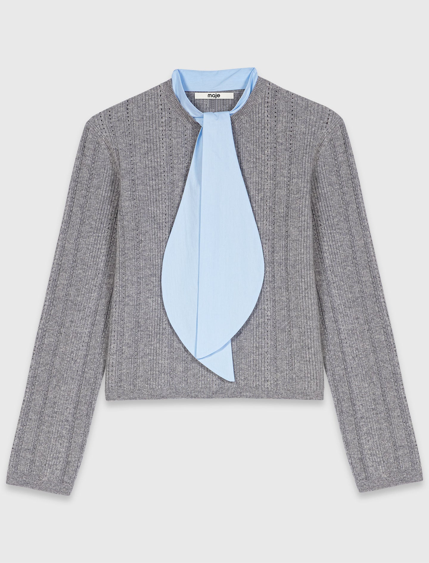 Removable poplin collar jumper Grey