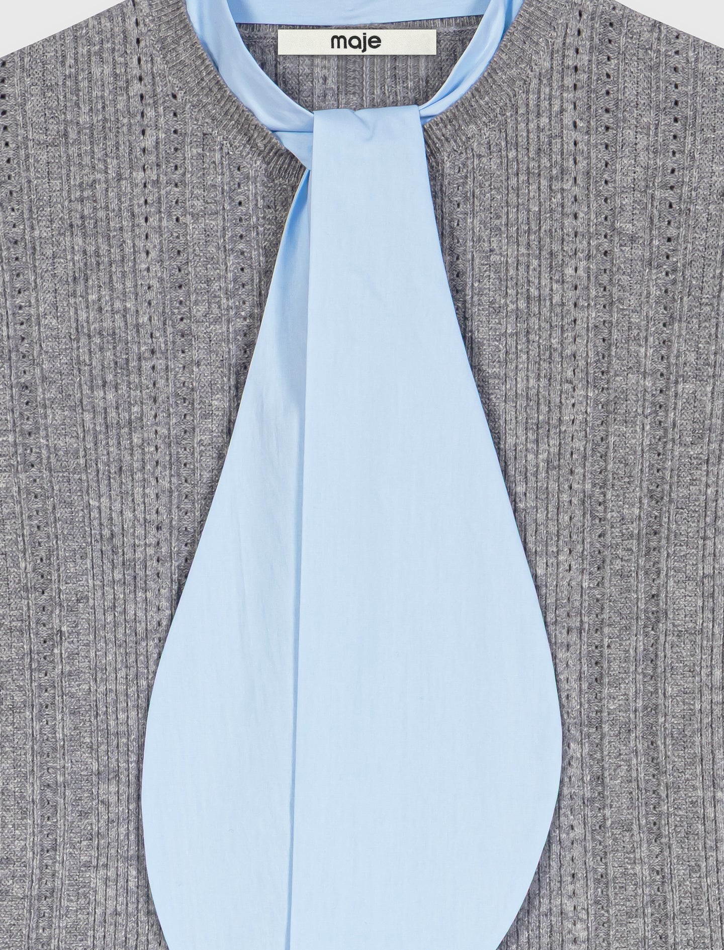 Removable poplin collar jumper Grey
