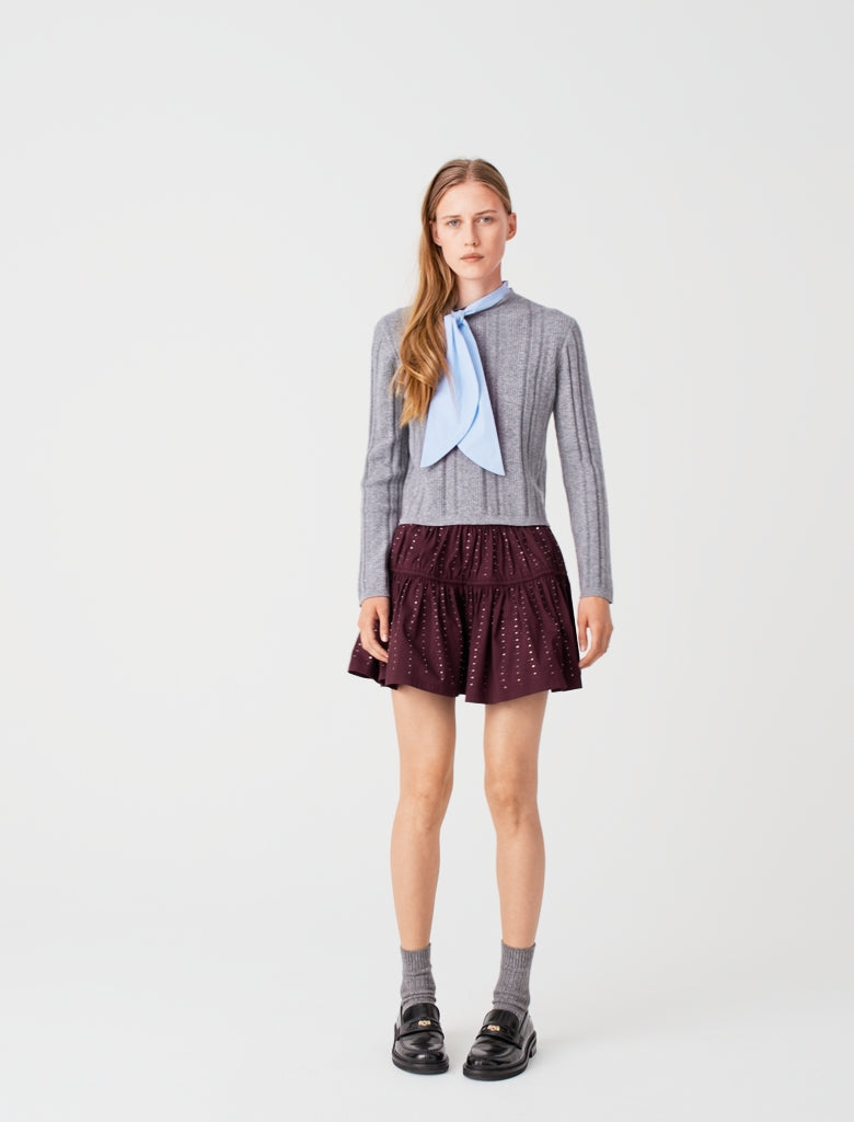 Removable poplin collar jumper Grey