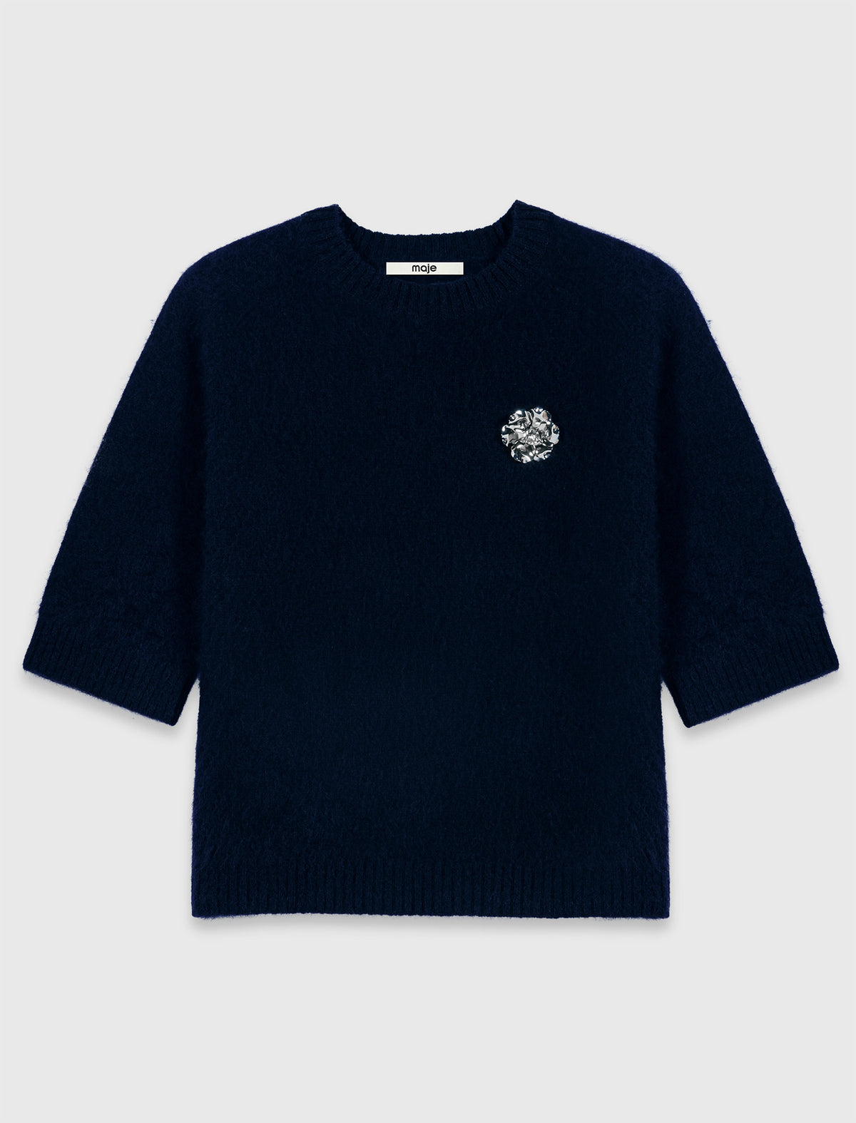 Jumper with floral brooch Navy