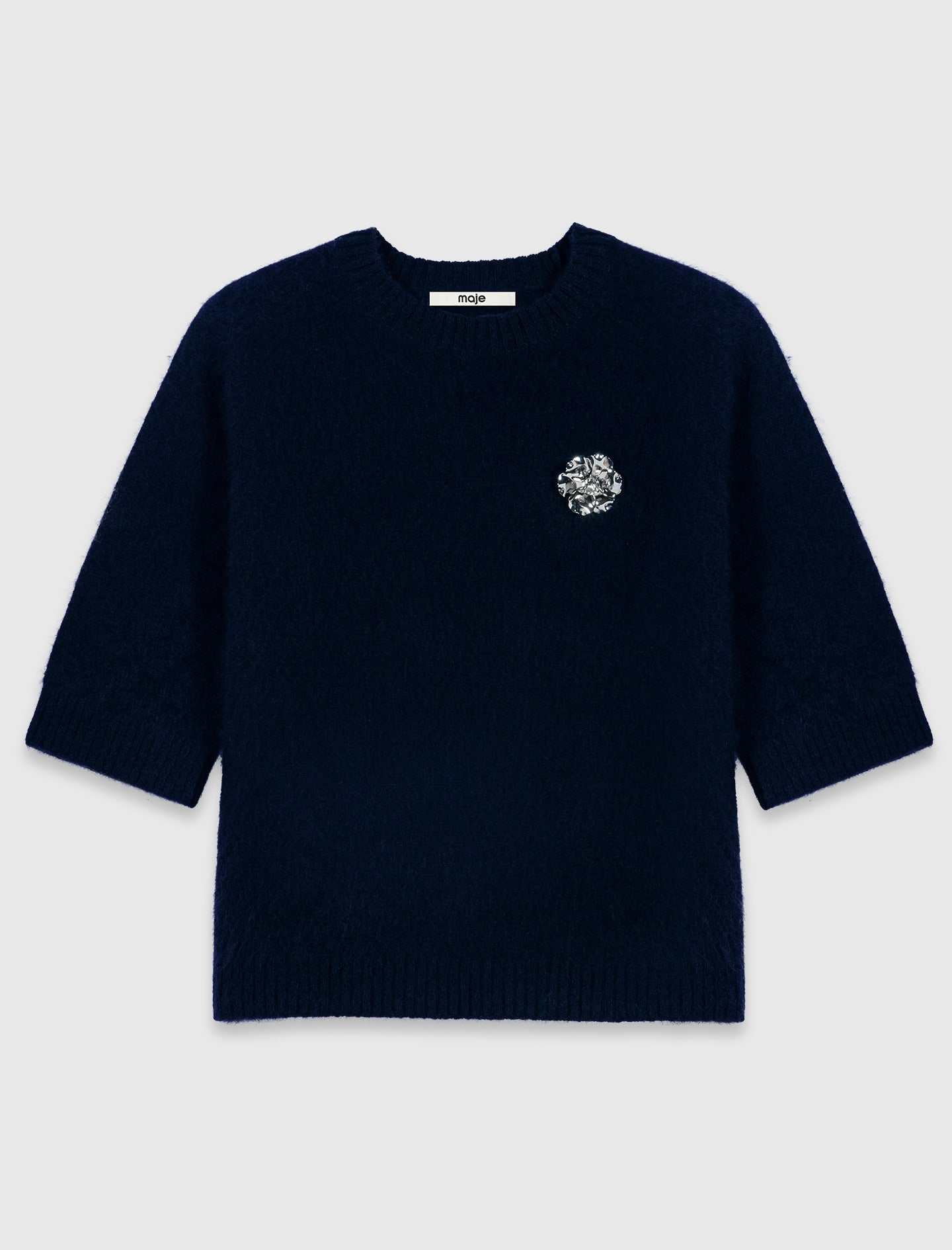 Jumper with floral brooch Navy