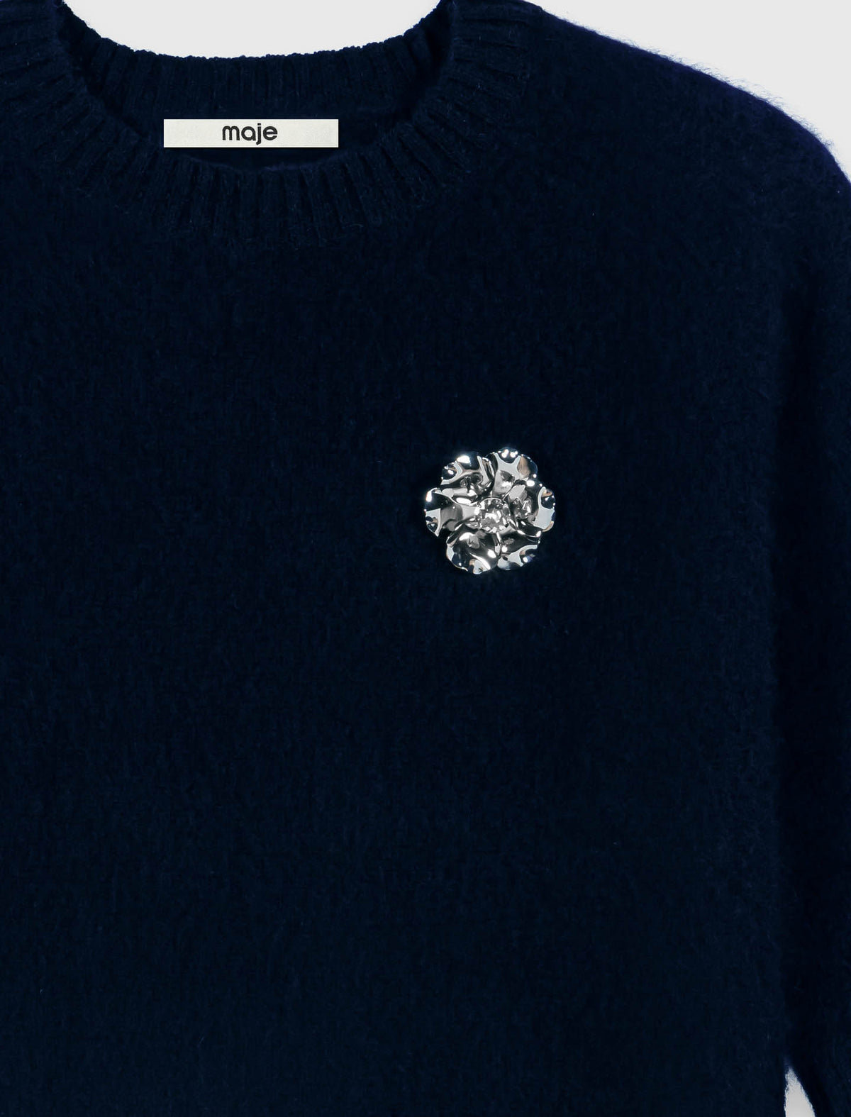 Jumper with floral brooch Navy