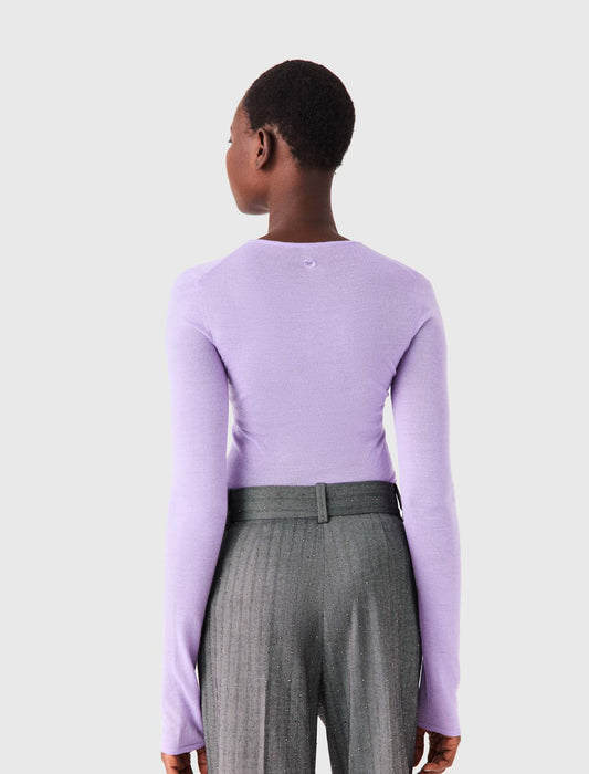 Second-skin round neck jumper Parma Violet