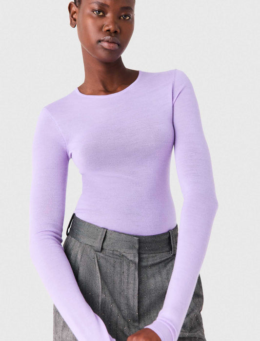Second-skin round neck jumper Parma Violet