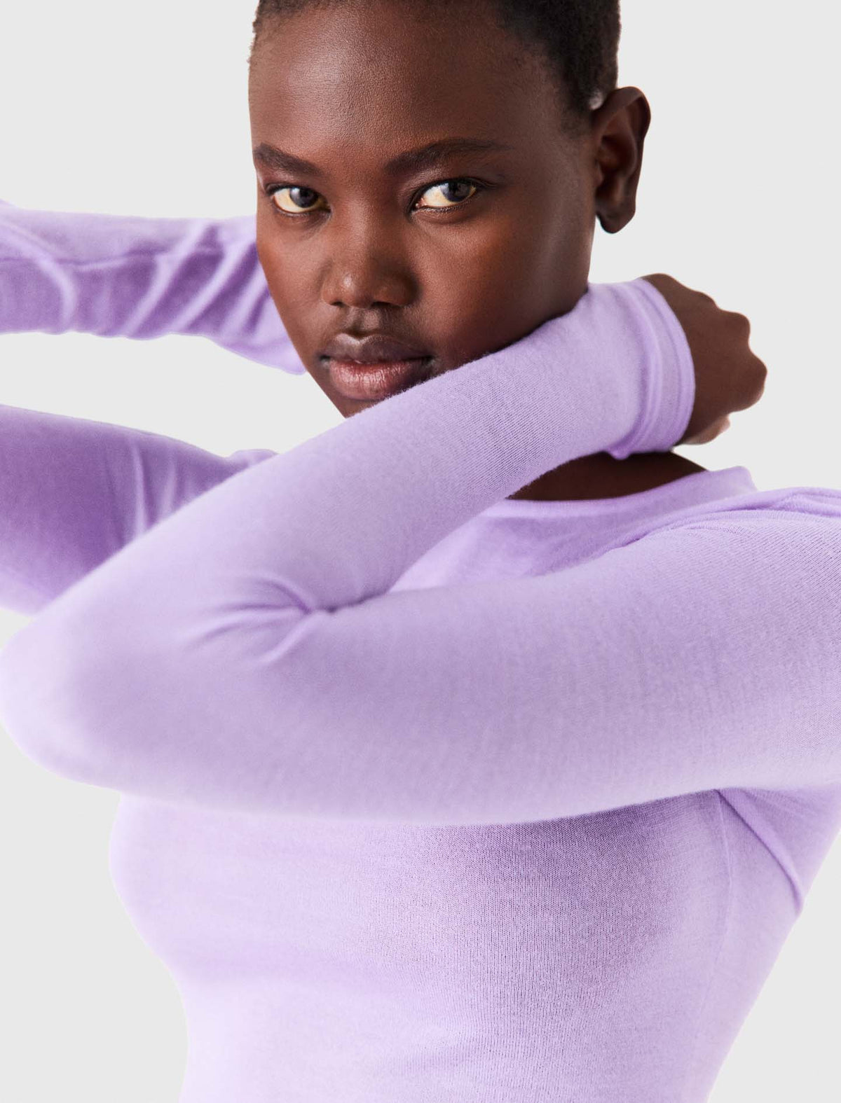 Second-skin round neck jumper Parma Violet