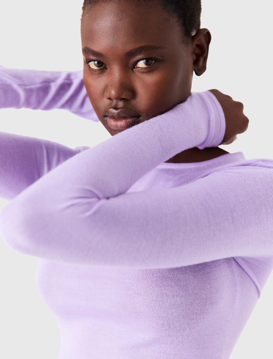 Second-skin round neck jumper Parma Violet