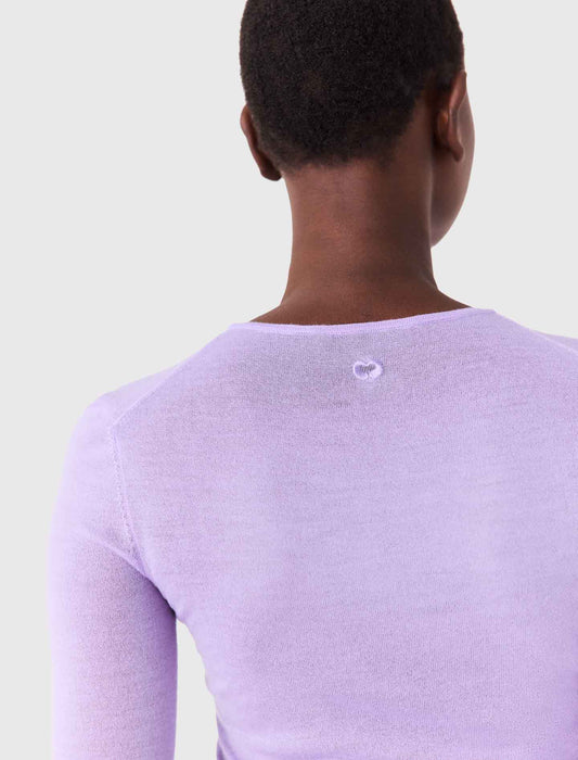 Second-skin round neck jumper Parma Violet