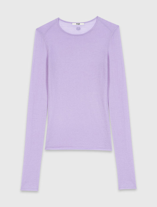 Second-skin round neck jumper Parma Violet