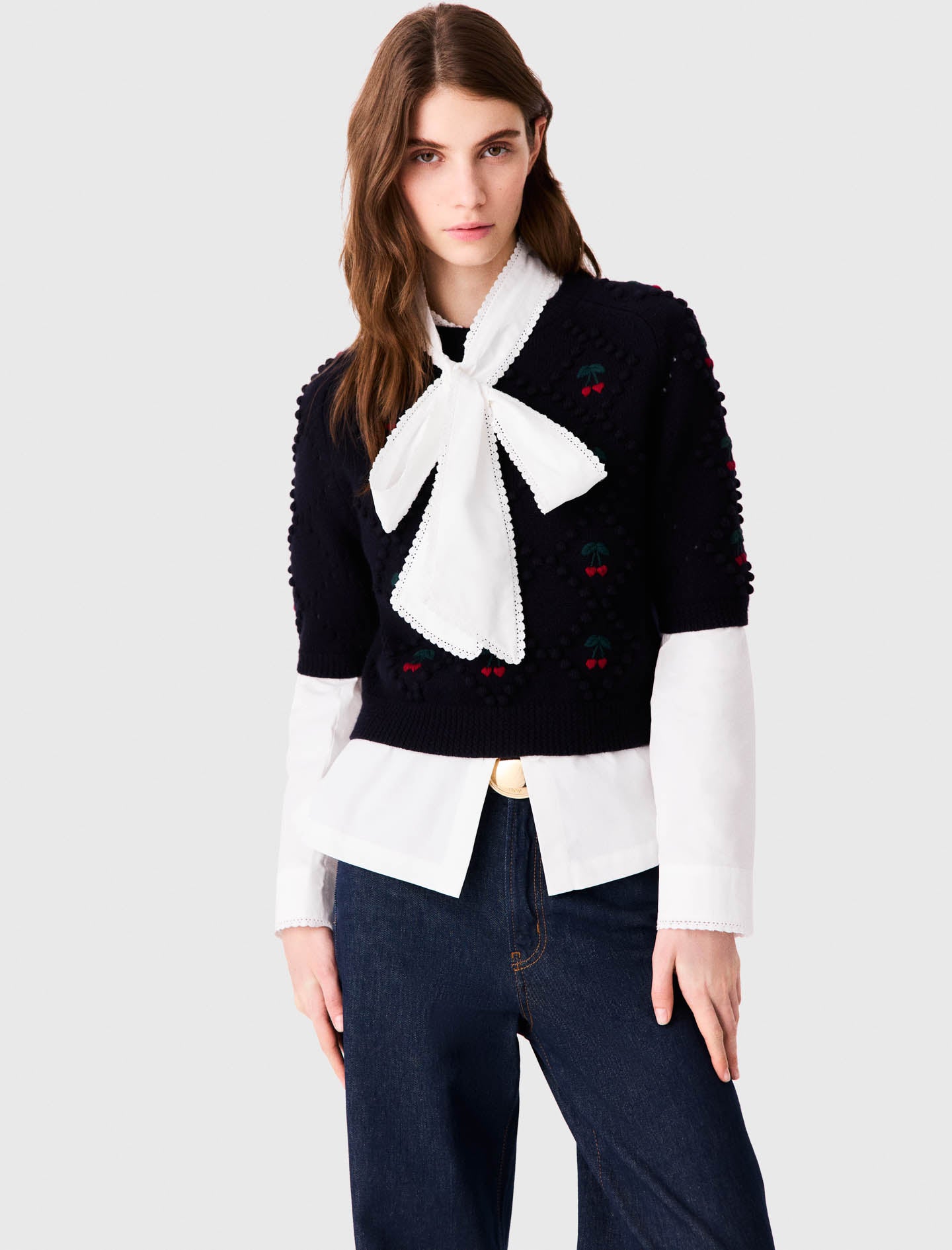 Jumper with embroidered cherries Navy