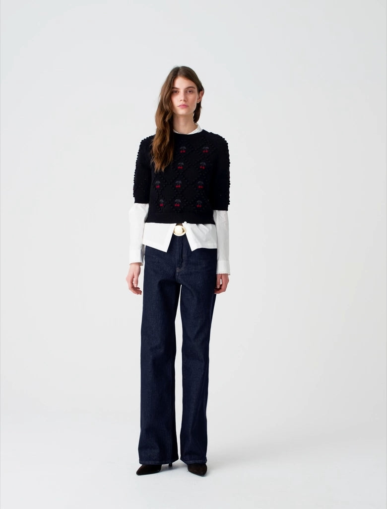 Jumper with embroidered cherries Navy