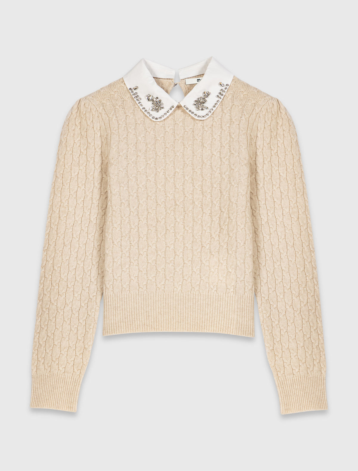 Removable poplin collar jumper Ecru