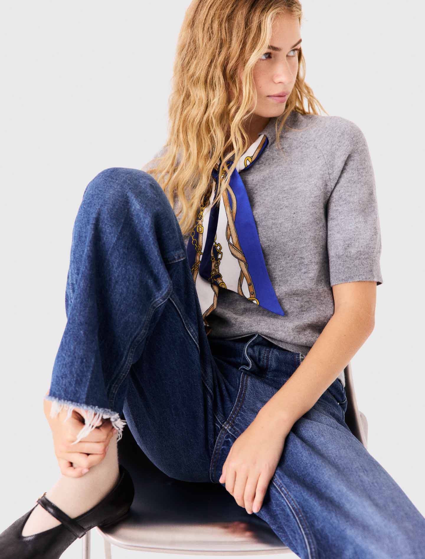 Jumper with twilly Light Grey