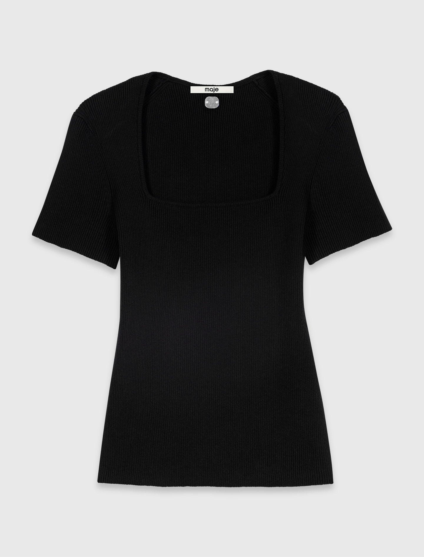 Square-neck ribbed jumper Black