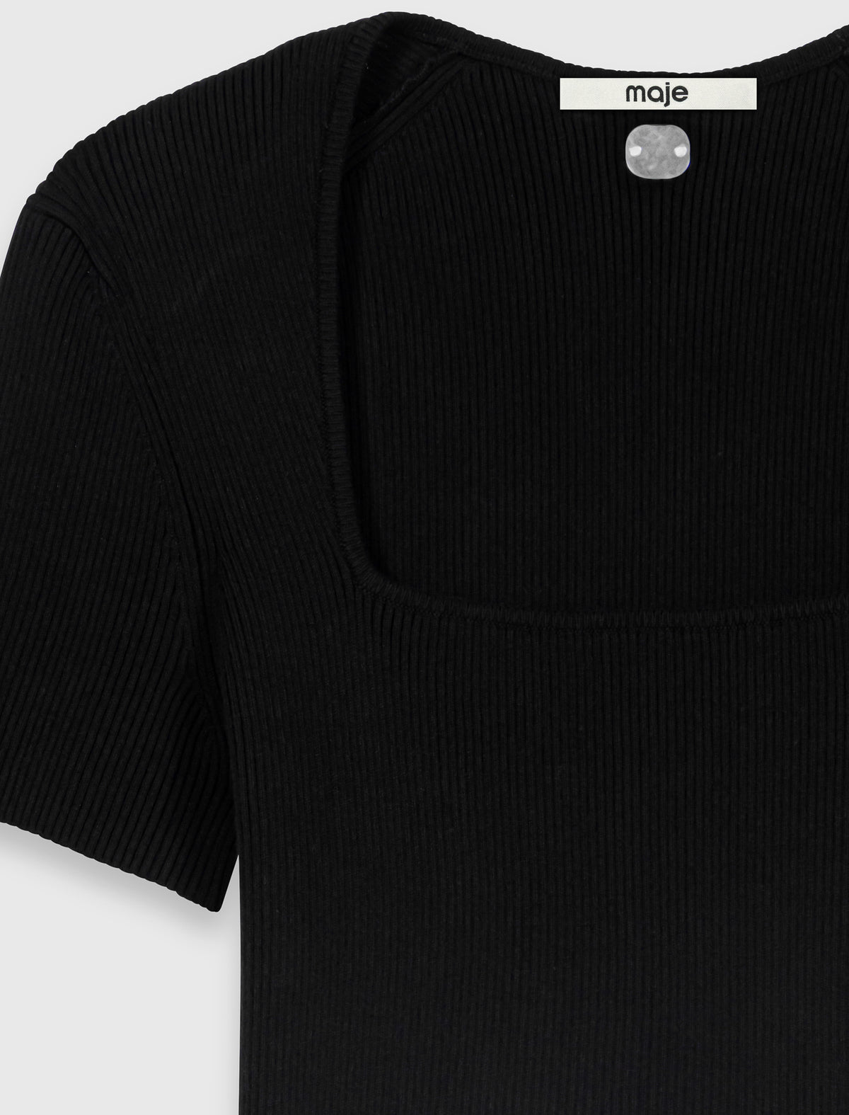Square-neck ribbed jumper Black