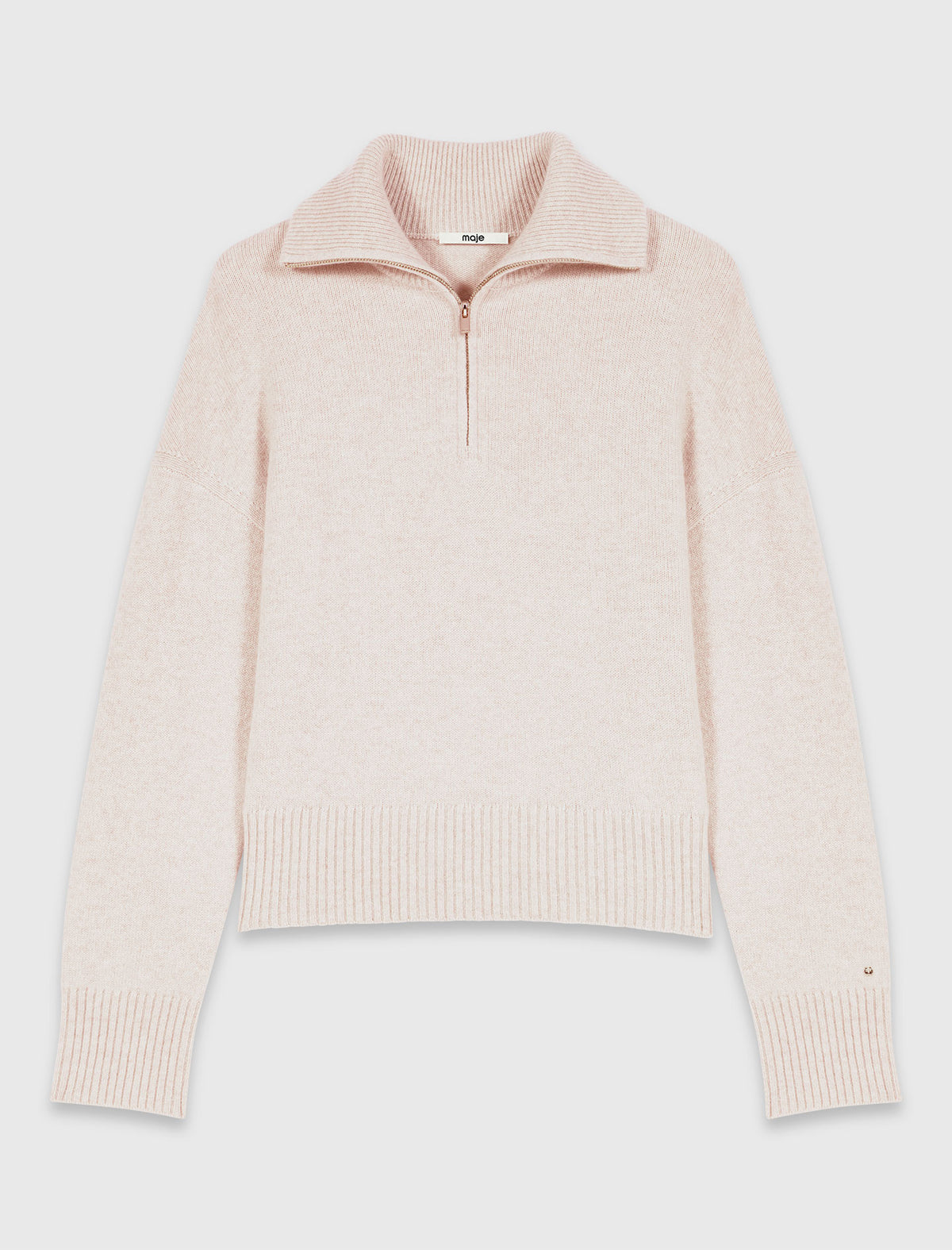 Cashmere jumper with zipped collar Beige