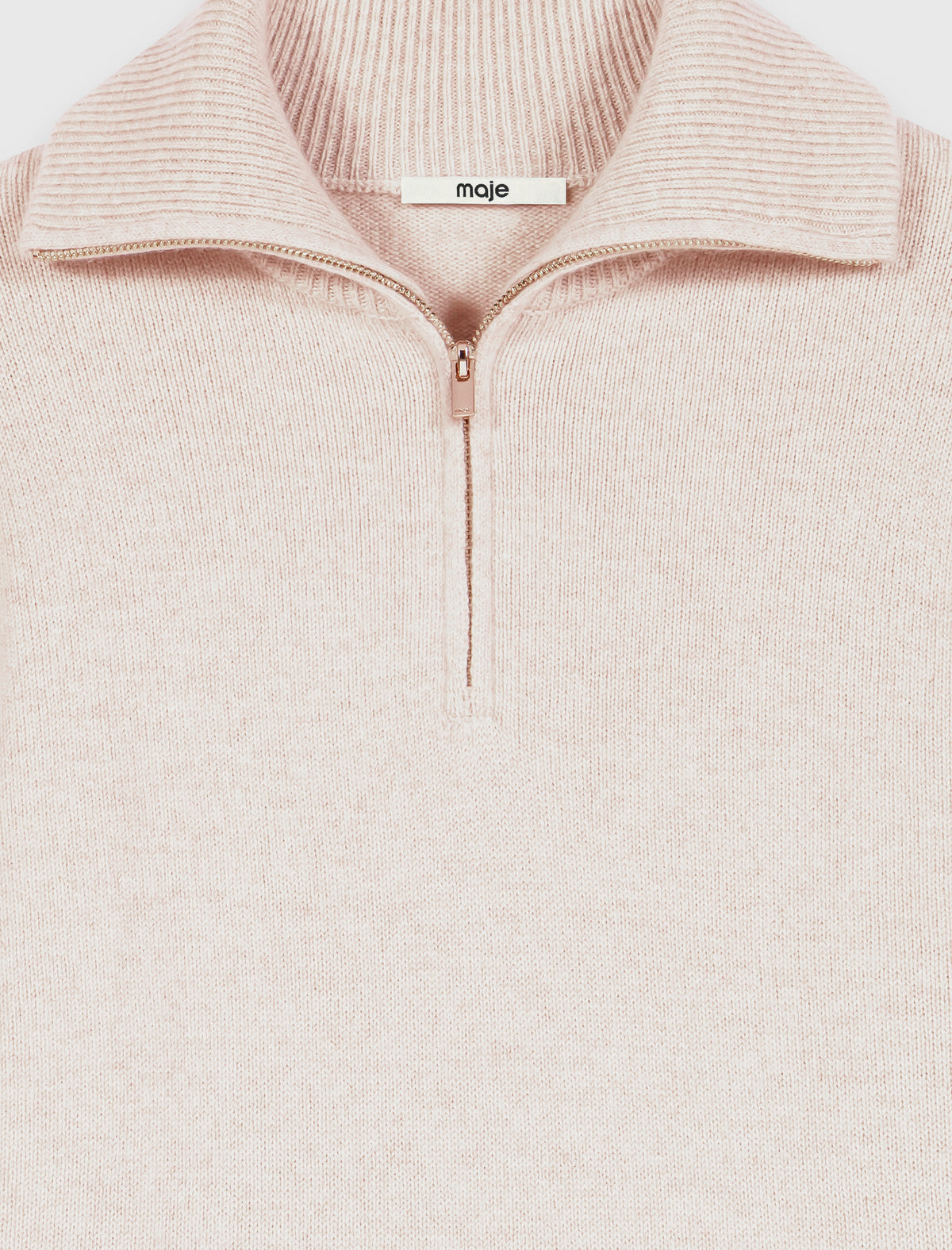 Cashmere jumper with zipped collar Beige