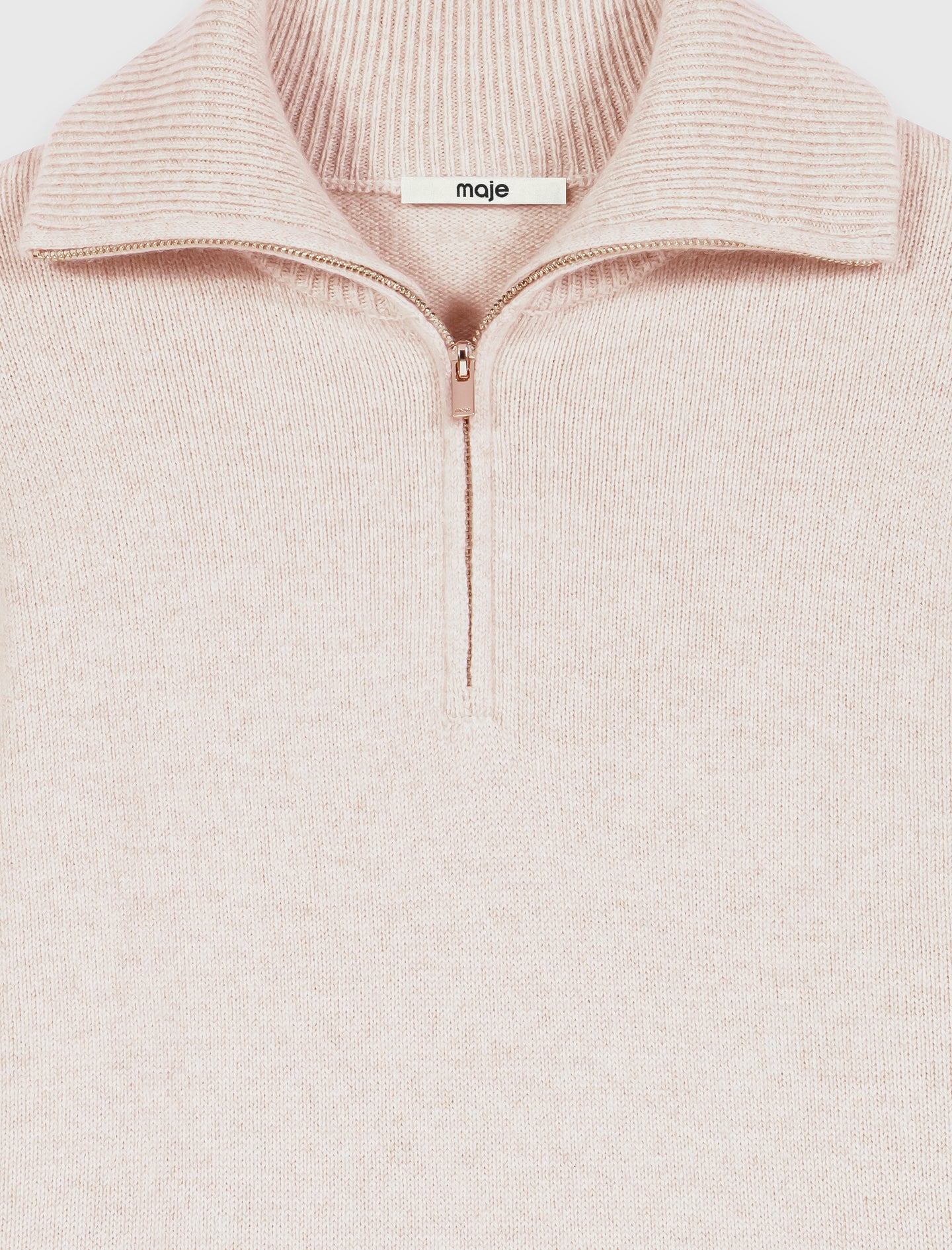 Cashmere jumper with zipped collar Beige