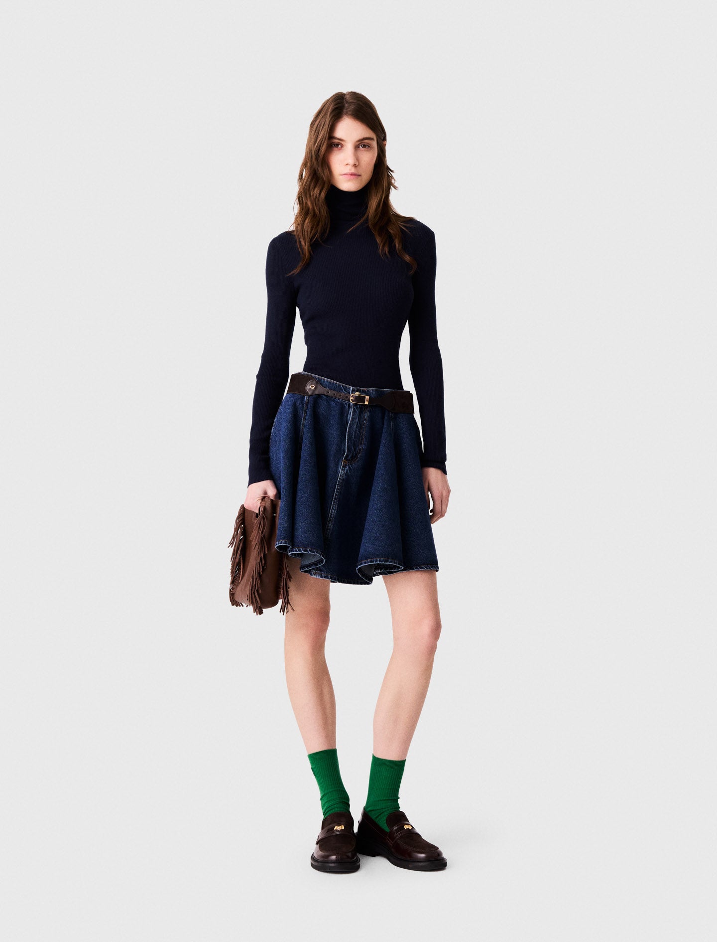 Second-skin high-neck jumper Navy