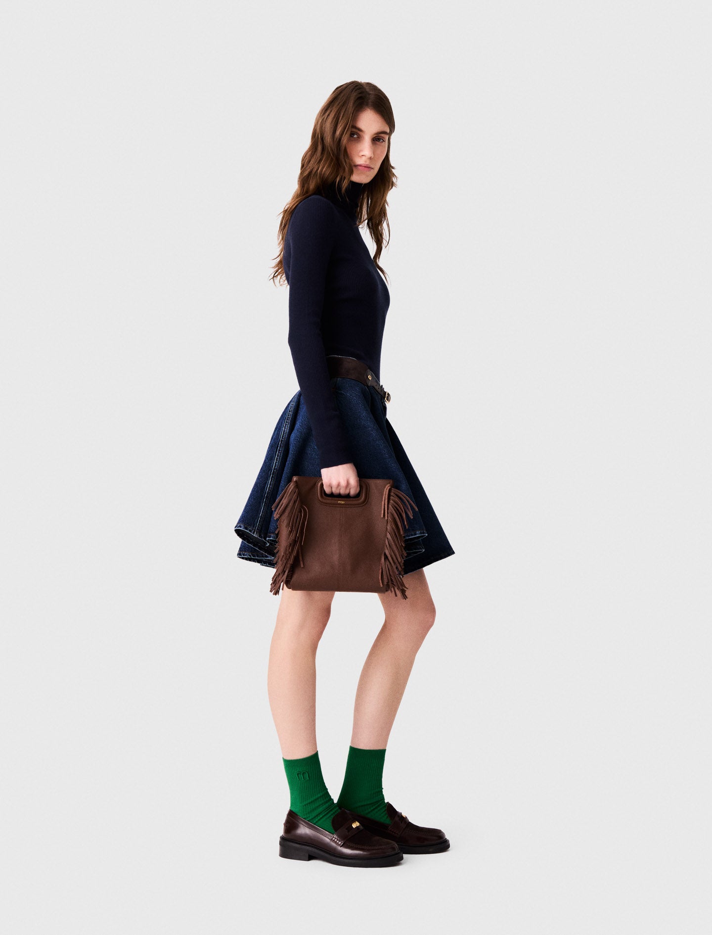 Second-skin high-neck jumper Navy