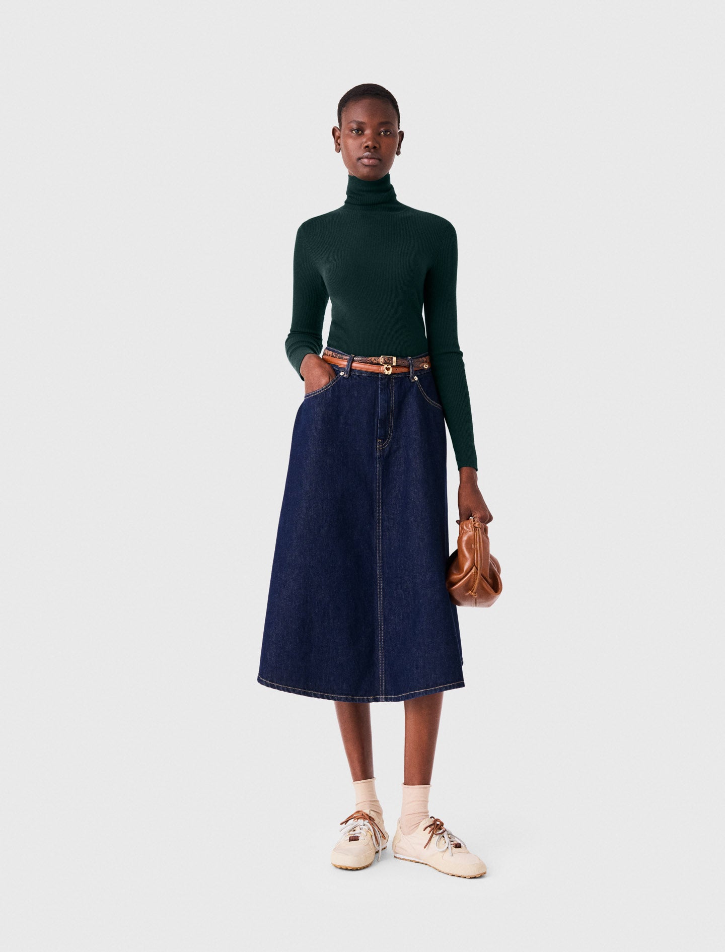Second-skin high-neck jumper Bottle Green