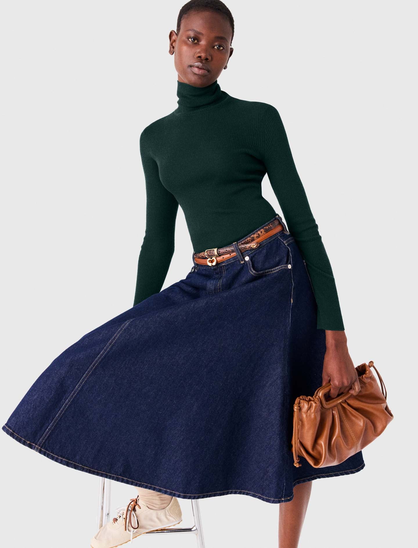 Second-skin high-neck jumper Bottle Green