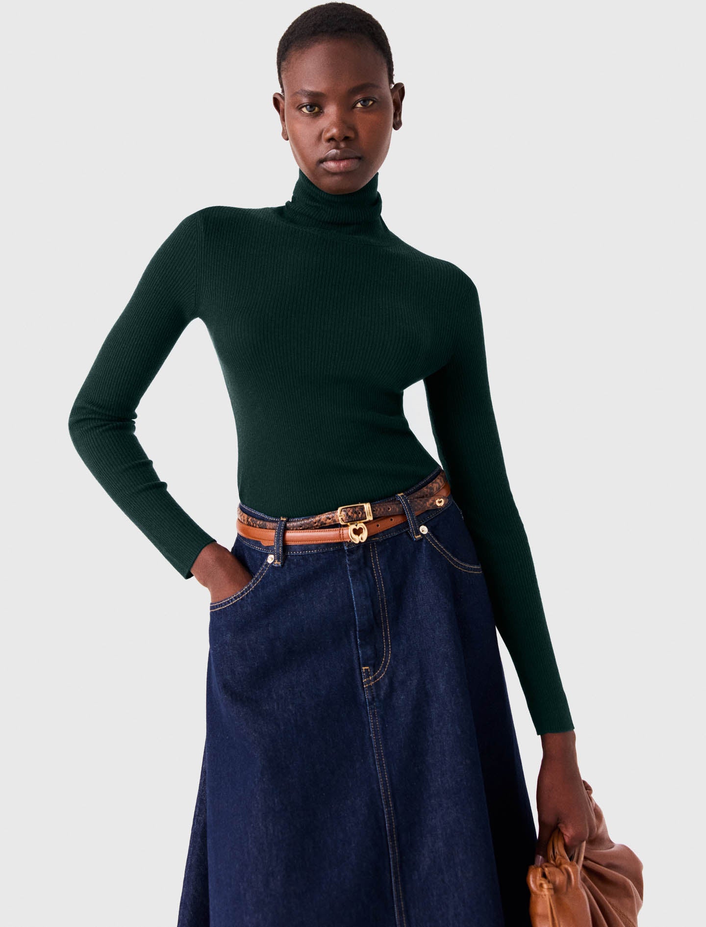 Second-skin high-neck jumper Bottle Green