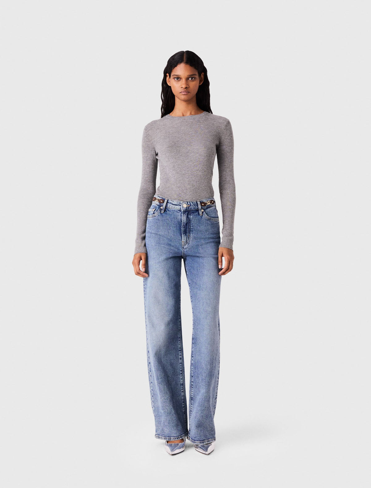 Second-Skin Round Neck Jumper Grey