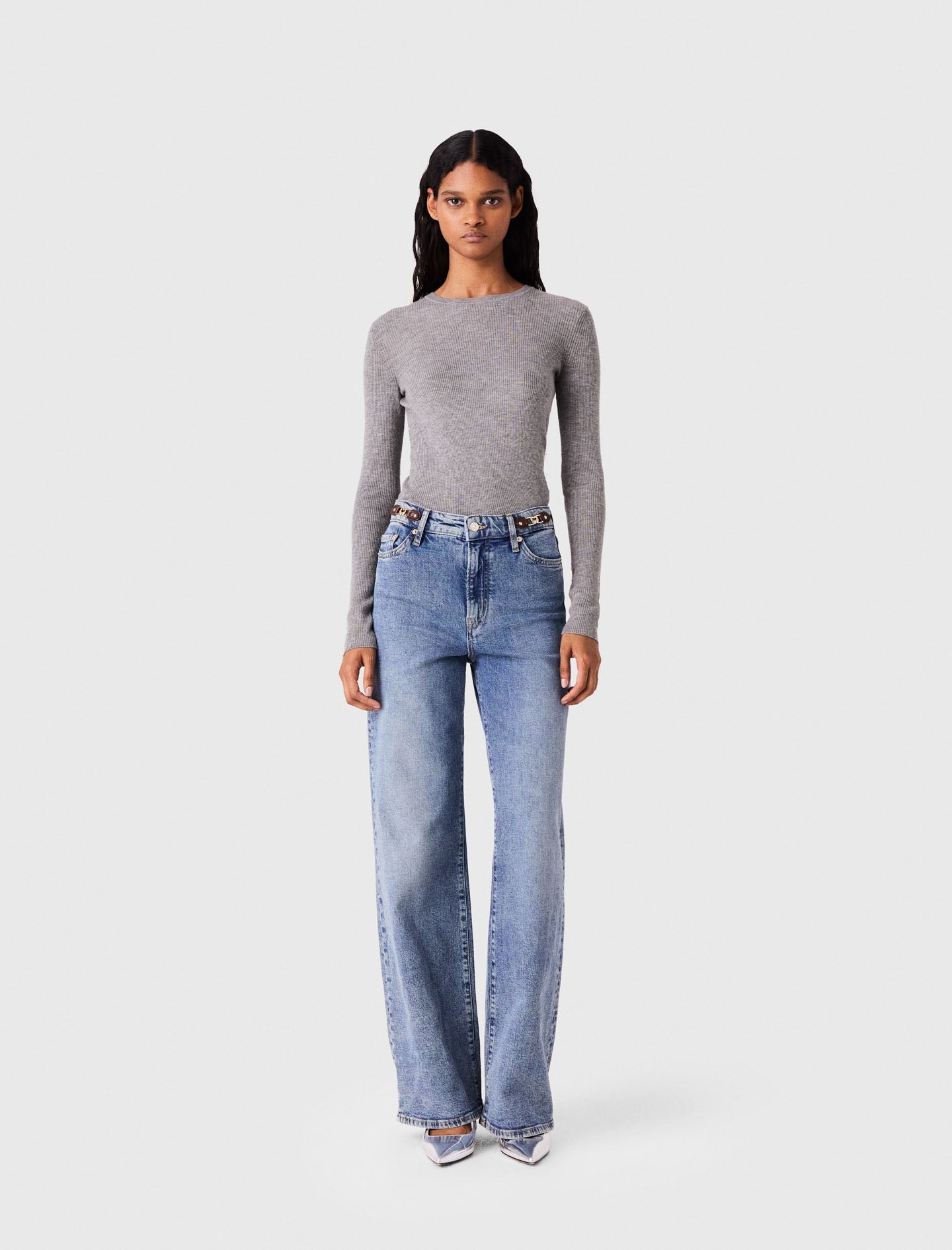 Second-Skin Round Neck Jumper Grey